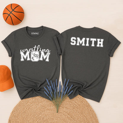 Custom Wrestling Mom Name Number Shirt Cute Wrestling Mom Gifts Personalized Color Wrestling Mama Tee
