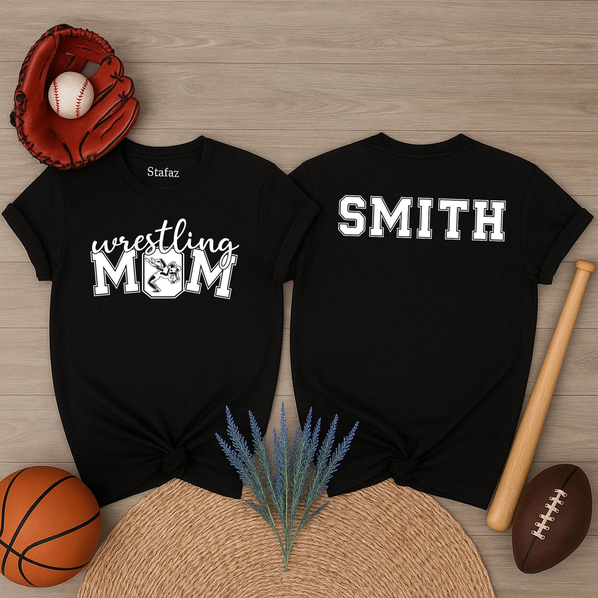 Custom Wrestling Mom Name Number Shirt Cute Wrestling Mom Gifts Personalized Color Wrestling Mama Tee
