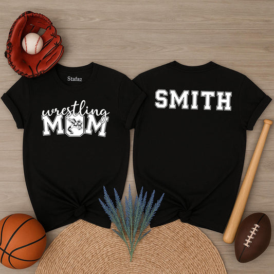 Custom Wrestling Mom Name Number Shirt Cute Wrestling Mom Gifts Personalized Color Wrestling Mama Tee