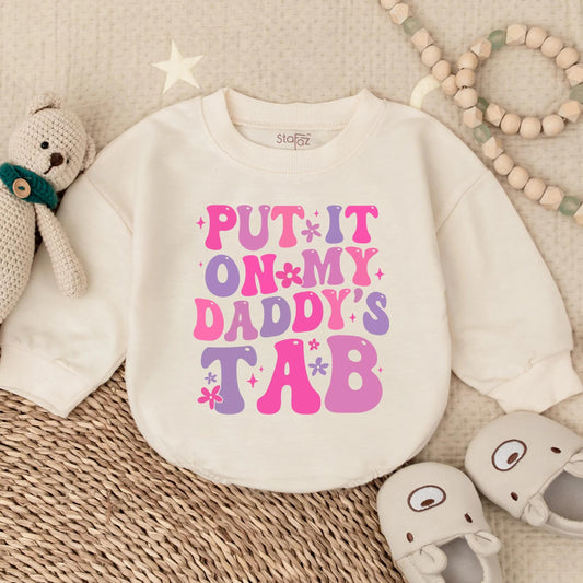 Daddy's Tab Baby Romper, Funny Father's Day Gift for New Dad, Newborn Outfit, Baby Girl Toddler Gift, Comfy Cotton