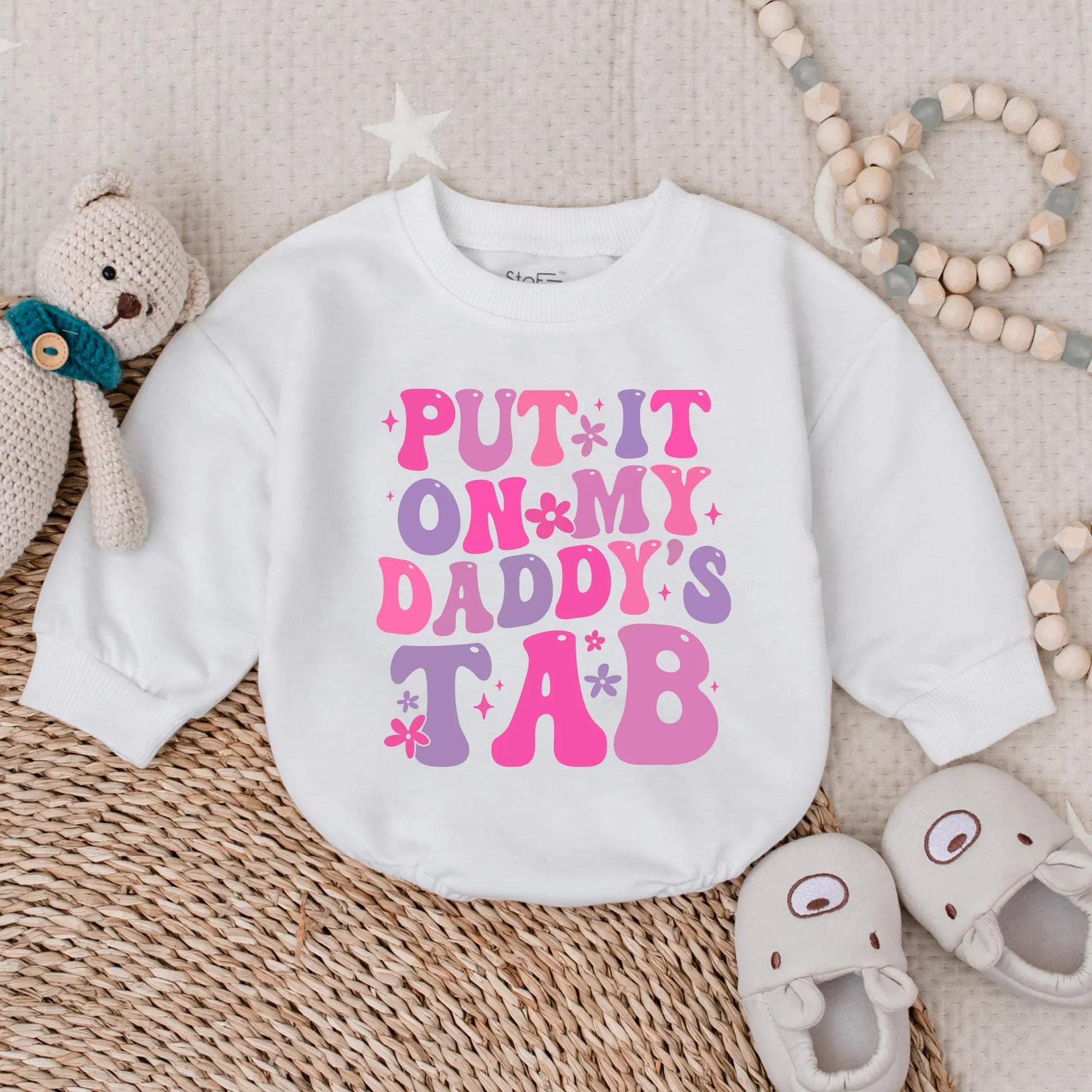 Daddy's Tab Baby Romper, Funny Father's Day Gift for New Dad, Newborn Outfit, Baby Girl Toddler Gift, Comfy Cotton