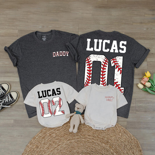 Personalized Dad and Kids Matching Last Name Shirt Custom Family Baseball Dad Tee Father Son Daughter Gift