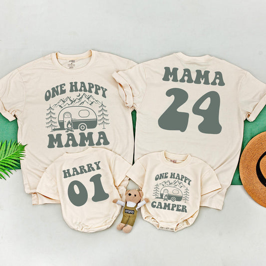 One Happy Camper 1st Birthday Shirt Matching Family Tees Camp Outfit Baby Toddler Boy Girl First Birthday Party Camp Mommy and Me