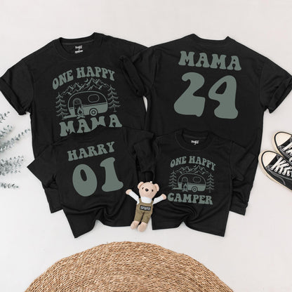 One Happy Camper 1st Birthday Shirt Matching Family Tees Camp Outfit Baby Toddler Boy Girl First Birthday Party Camp Mommy and Me