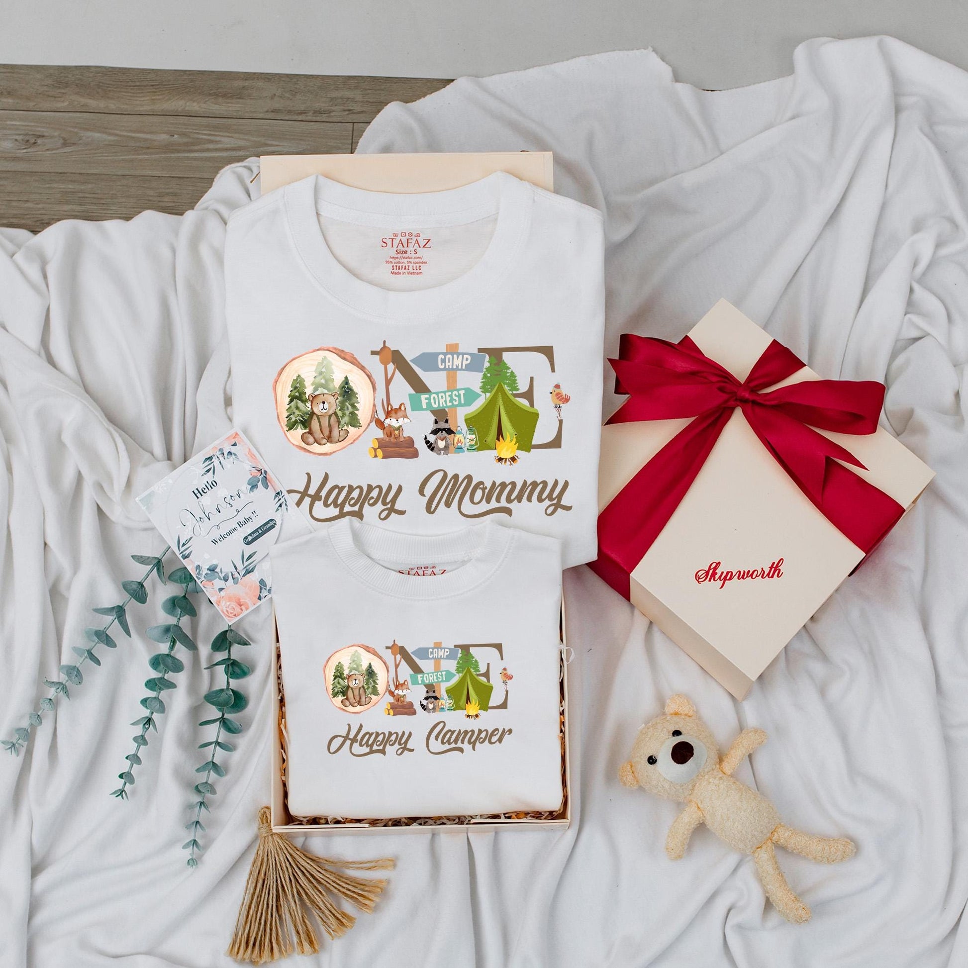 One Happy Camper First Birthday Shirt Toddler Camping Outfit Matching Family Tees Mommy and Me