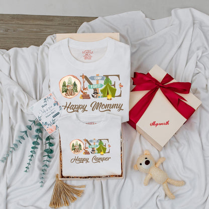 One Happy Camper First Birthday Shirt Toddler Camping Outfit Matching Family Tees Mommy and Me