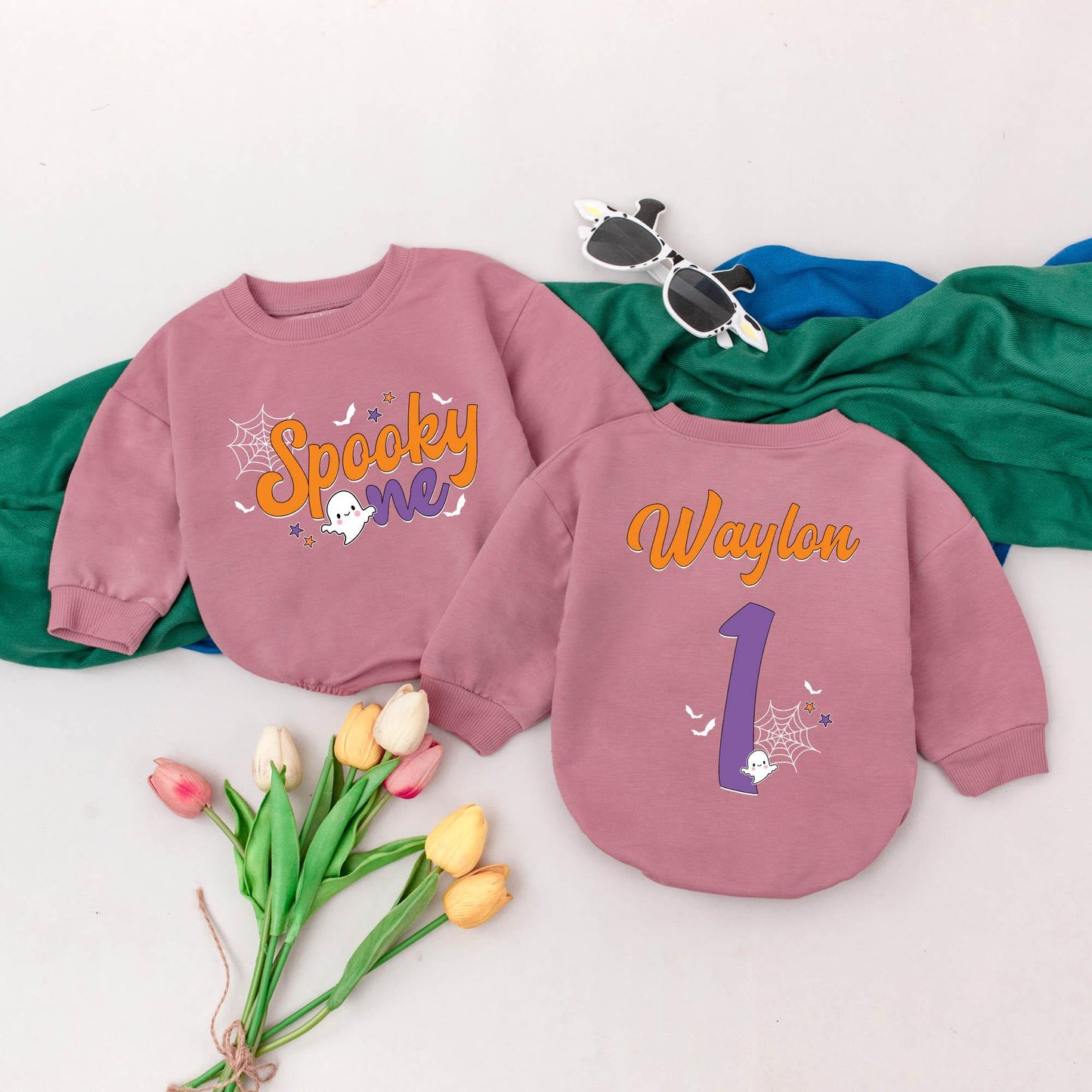 Spooky One Personalized Romper, First Halloween Baby Bodysuit, Boo Outfits, Custom Name, Soft Cotton, Fall Baby Shower Gift, Spooky Season (137 chars)
