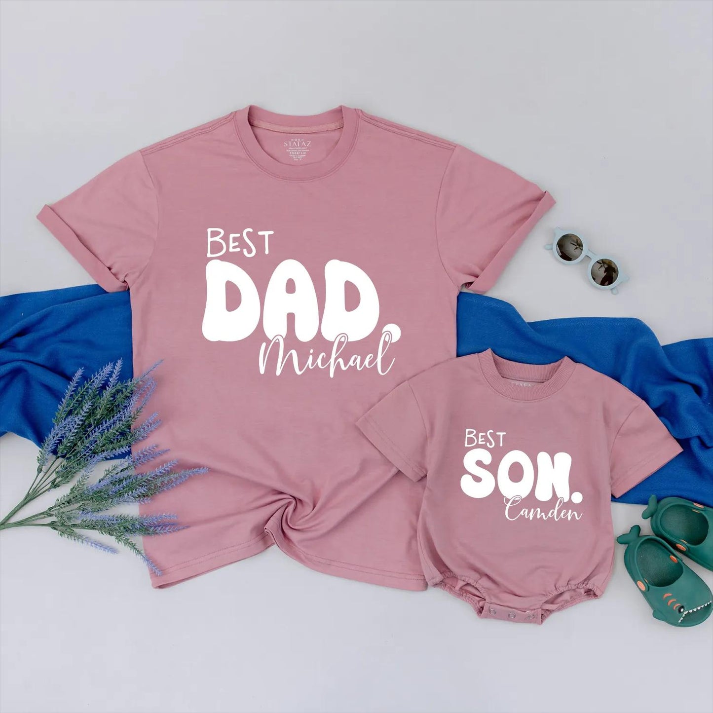 Best Dad Best Son Matching Tees Dad and Baby Outfit Daddy and Me Gift for Father's Day Family Matching