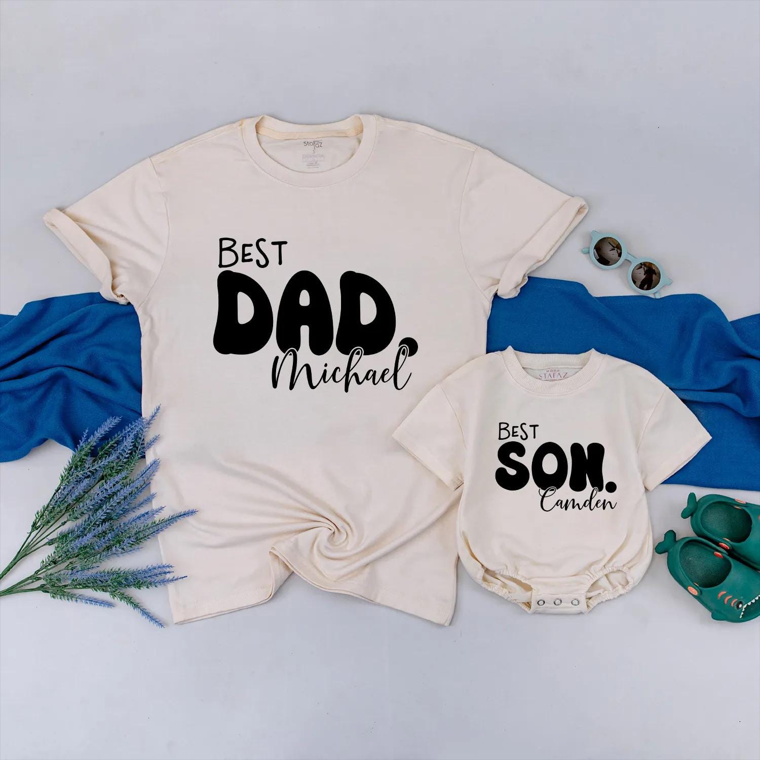 Best Dad Best Son Matching Tees Dad and Baby Outfit Daddy and Me Gift for Father's Day Family Matching