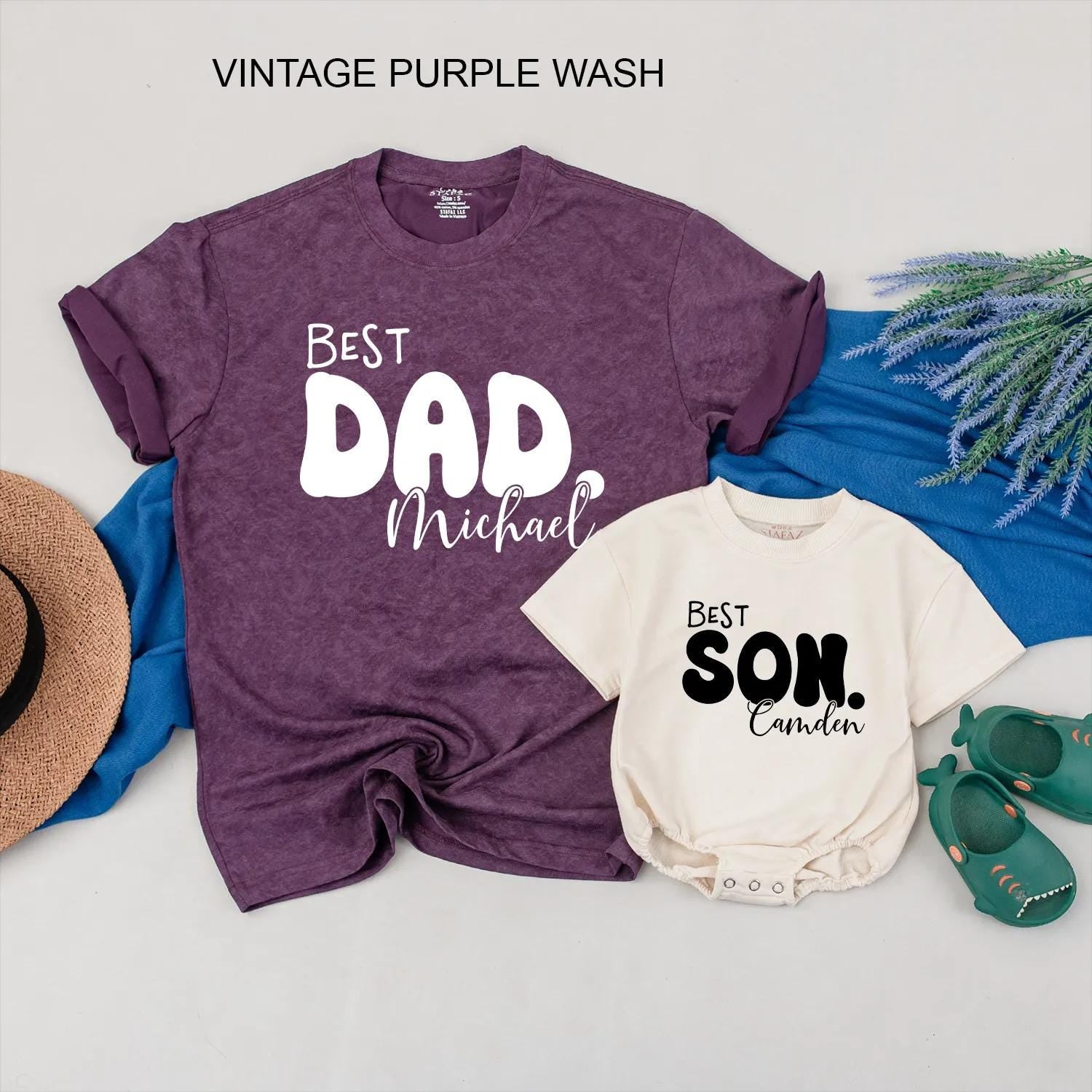 Best Dad Best Son Matching Tees Dad and Baby Outfit Daddy and Me Gift for Father's Day Family Matching