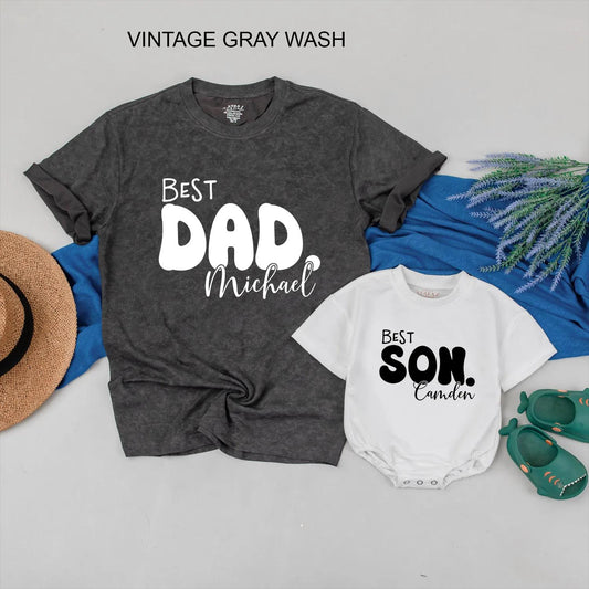 Best Dad Best Son Matching Tees Dad and Baby Outfit Daddy and Me Gift for Father's Day Family Matching