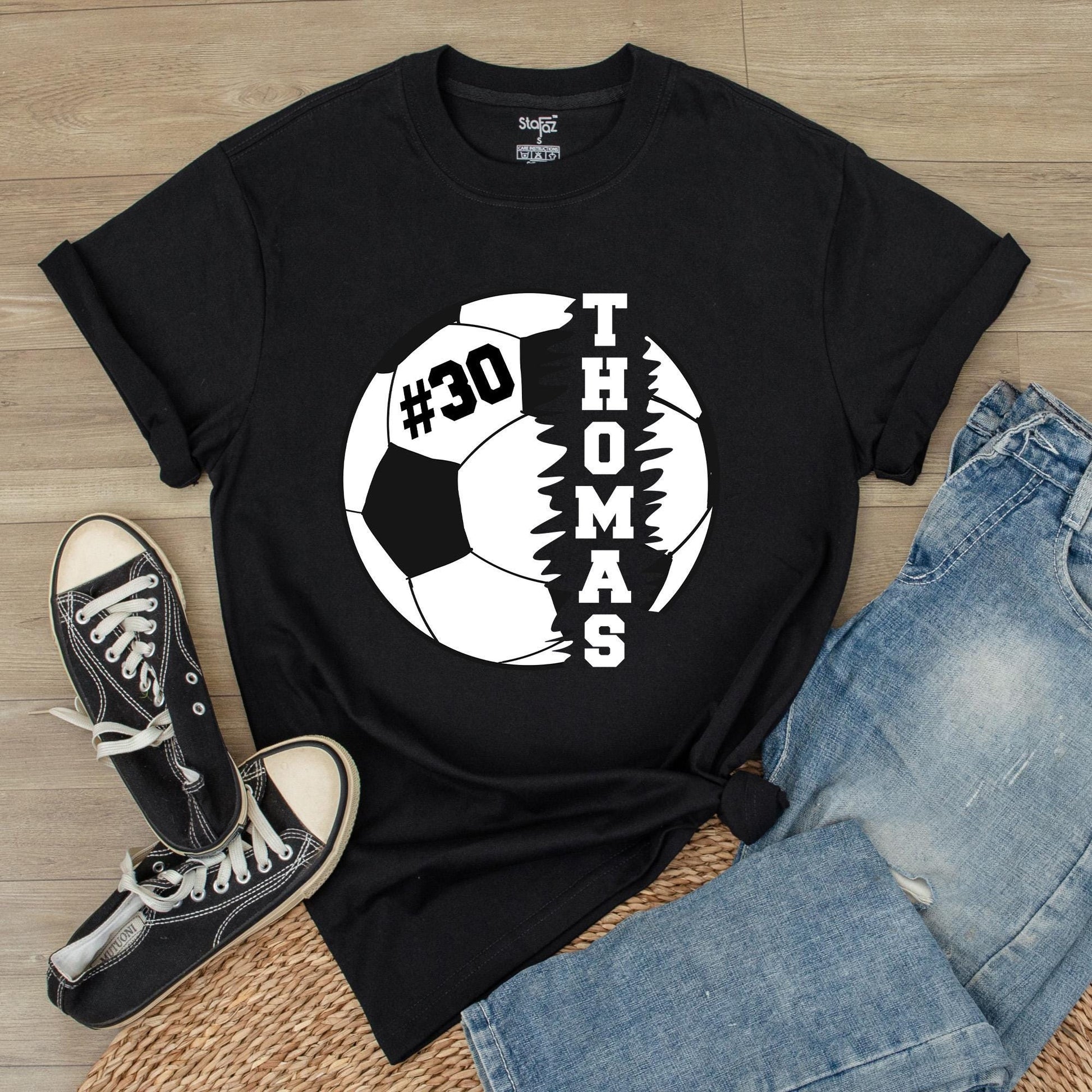 Custom Soccer Shirt with Name & Number for Soccer Moms & Players, Personalized Gift Tee, Sport Fan Apparel, Comfortable Cotton