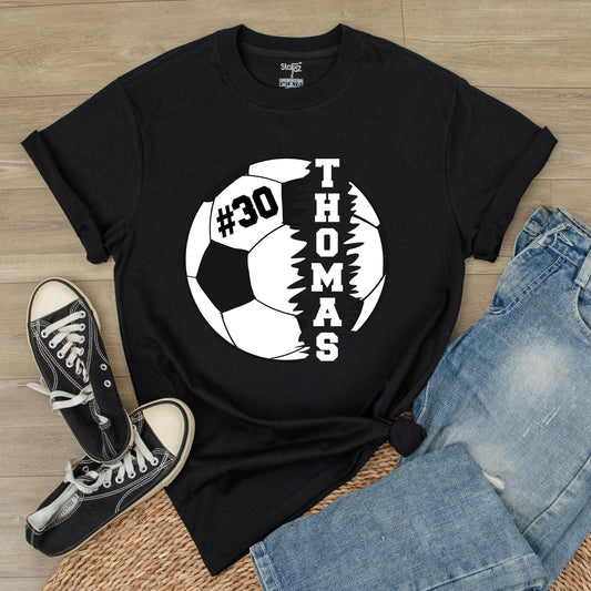 Custom Soccer Shirt with Name & Number for Soccer Moms & Players, Personalized Gift Tee, Sport Fan Apparel, Comfortable Cotton