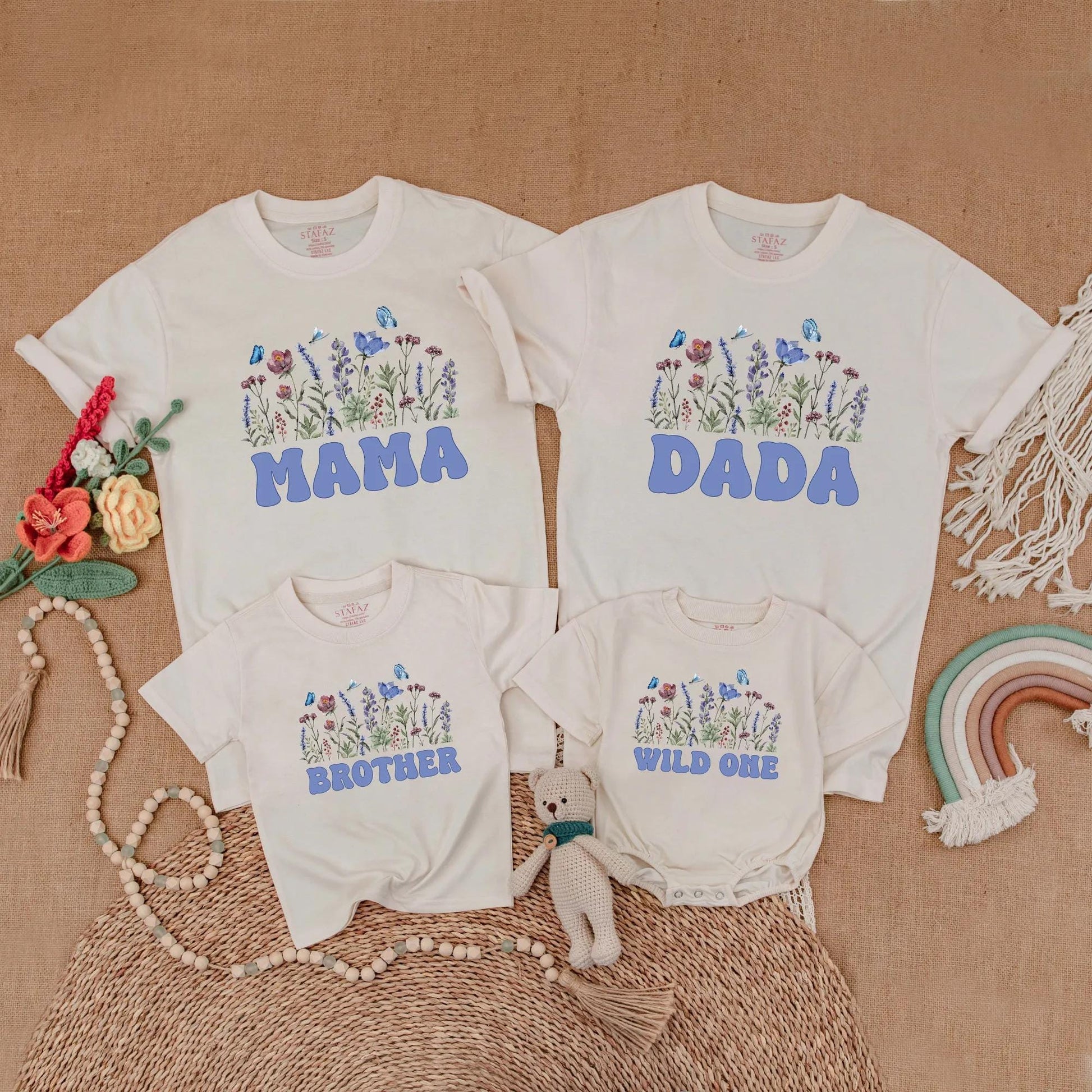 Matching Wildflower Birthday Family Shirts: Boho Girl Party Outfit, Mommy and Me, Daddy Daughter, Wild One First Birthday