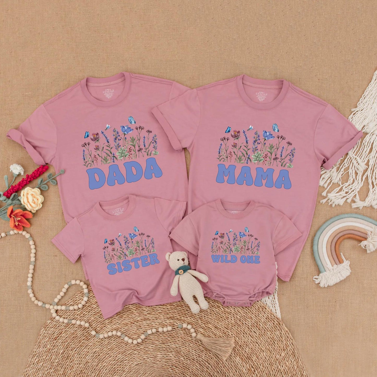 Matching Wildflower Birthday Family Shirts: Boho Girl Party Outfit, Mommy and Me, Daddy Daughter, Wild One First Birthday