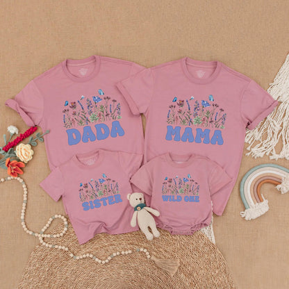 Matching Wildflower Birthday Family Shirts: Boho Girl Party Outfit, Mommy and Me, Daddy Daughter, Wild One First Birthday