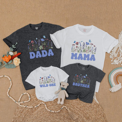 Matching Wildflower Birthday Family Shirts: Boho Girl Party Outfit, Mommy and Me, Daddy Daughter, Wild One First Birthday