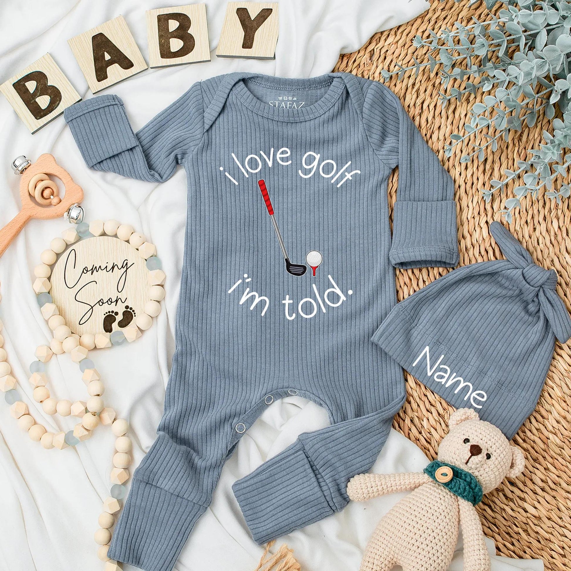 I Love Golf I'm Told Newborn Baby Bodysuit Cute Golf Club Tee Ball Outfit Fun Playful Golf Fan Gift