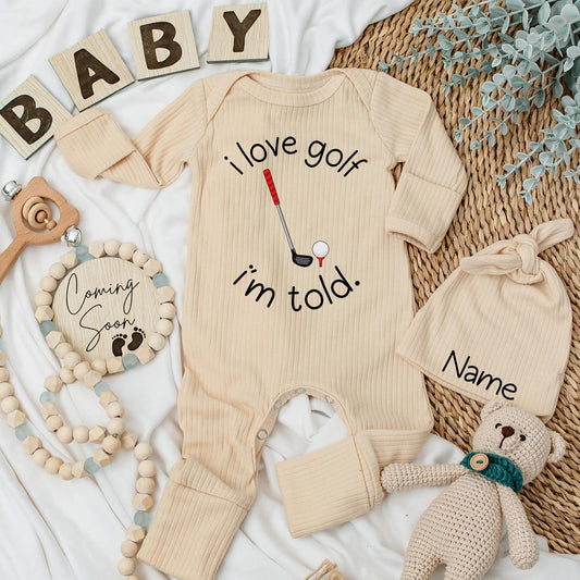 I Love Golf I'm Told Newborn Baby Bodysuit Cute Golf Club Tee Ball Outfit Fun Playful Golf Fan Gift