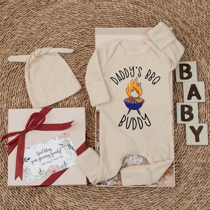 Dad's BBQ Buddy Newborn Baby Bodysuit, Cute Grilling Outfit for Dad & Baby, Funny Baby Shower Gift, Daddy's Little Buddy BBQ Baby Clothes