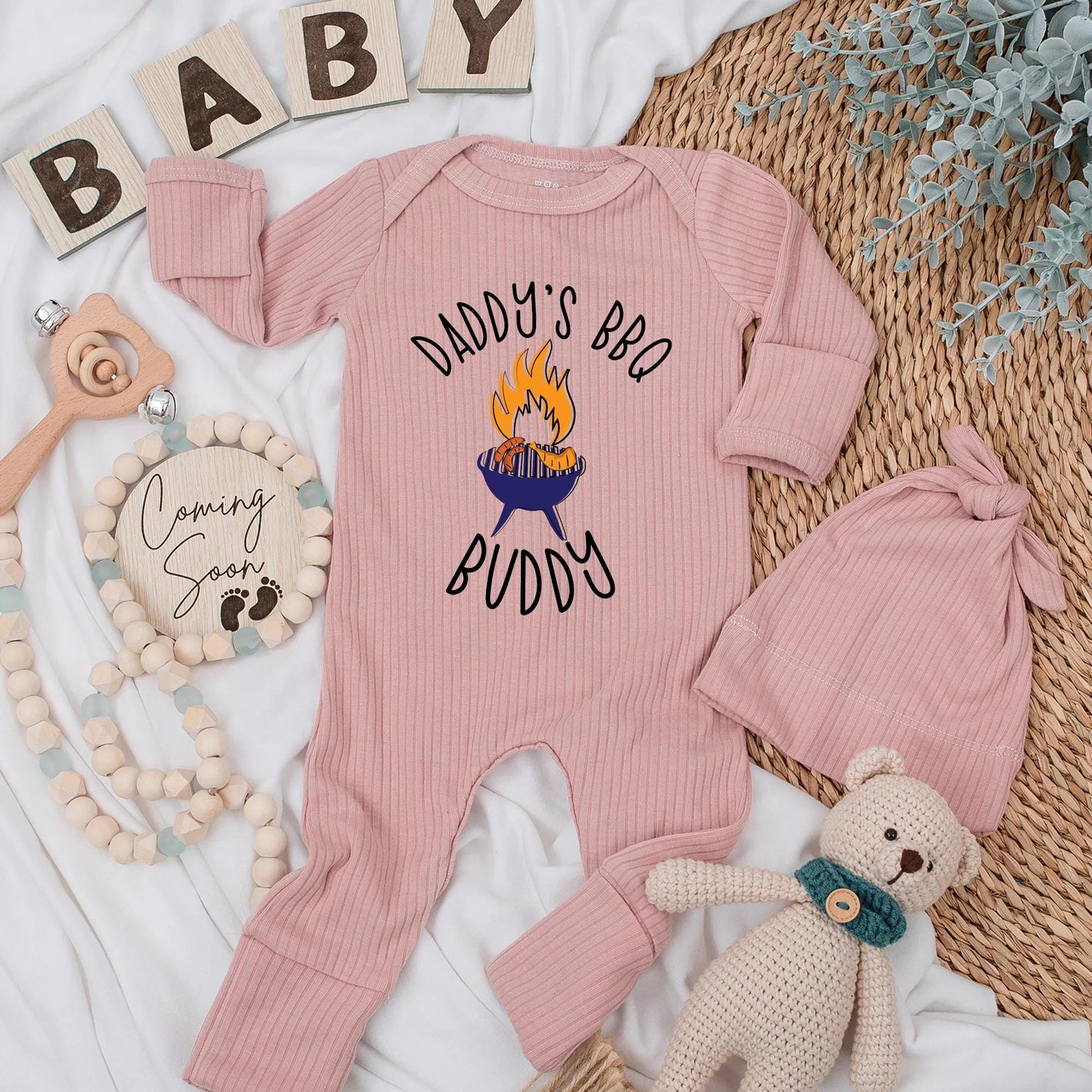 Dad's BBQ Buddy Newborn Baby Bodysuit, Cute Grilling Outfit for Dad & Baby, Funny Baby Shower Gift, Daddy's Little Buddy BBQ Baby Clothes