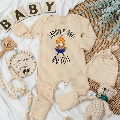 Dad's BBQ Buddy Newborn Baby Bodysuit, Cute Grilling Outfit for Dad & Baby, Funny Baby Shower Gift, Daddy's Little Buddy BBQ Baby Clothes
