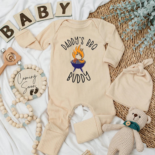 Dad's BBQ Buddy Newborn Baby Bodysuit, Cute Grilling Outfit for Dad & Baby, Funny Baby Shower Gift, Daddy's Little Buddy BBQ Baby Clothes