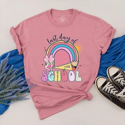 School's Out for Summer! Pink Bow Last Day of School Shirt Teacher Gift, Colorful End of Year Outfit, Hello Summer Break Clothes
