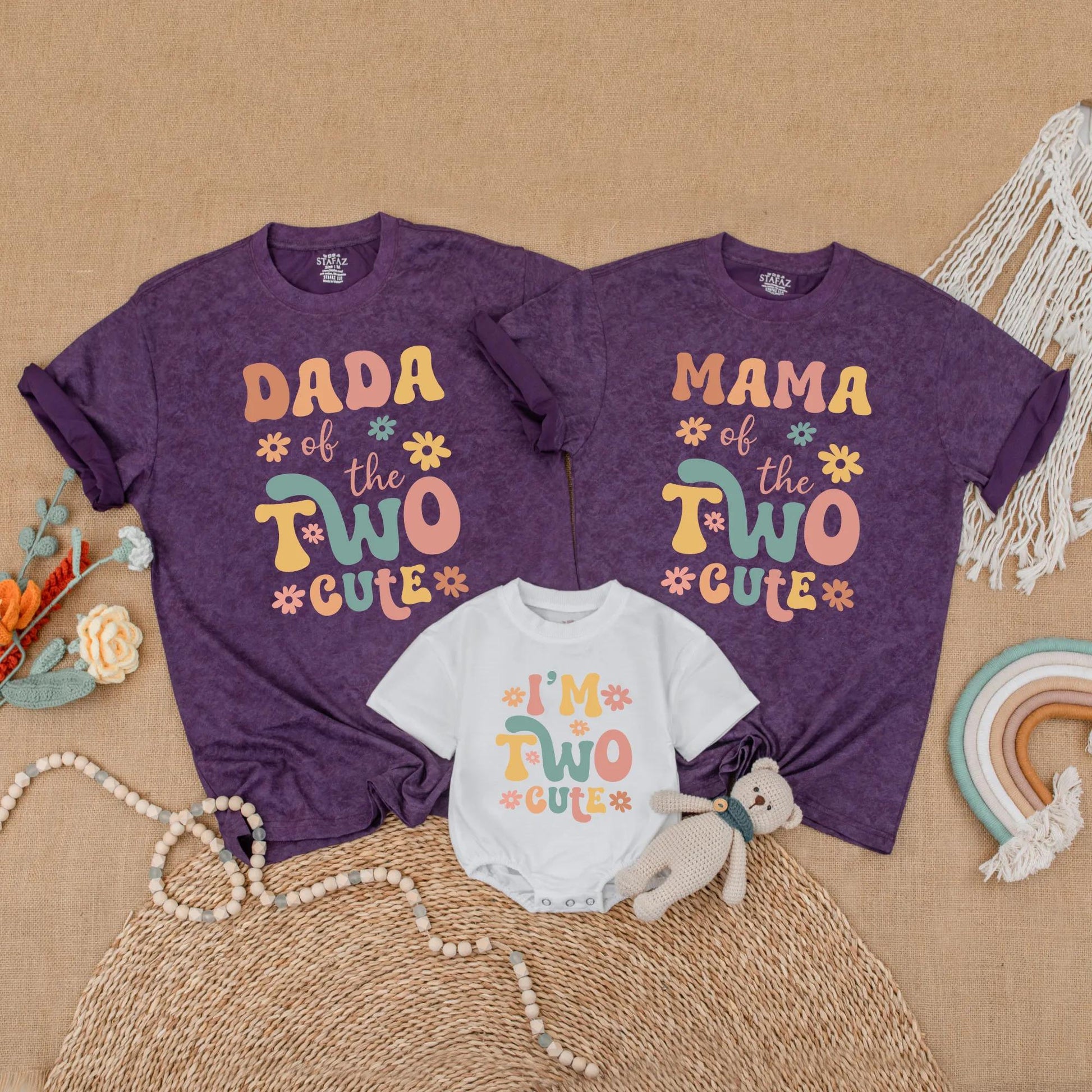 Retro Groovy Birthday Girl Shirt & Matching Family Outfits 2nd Toddler Birthday Party Gift