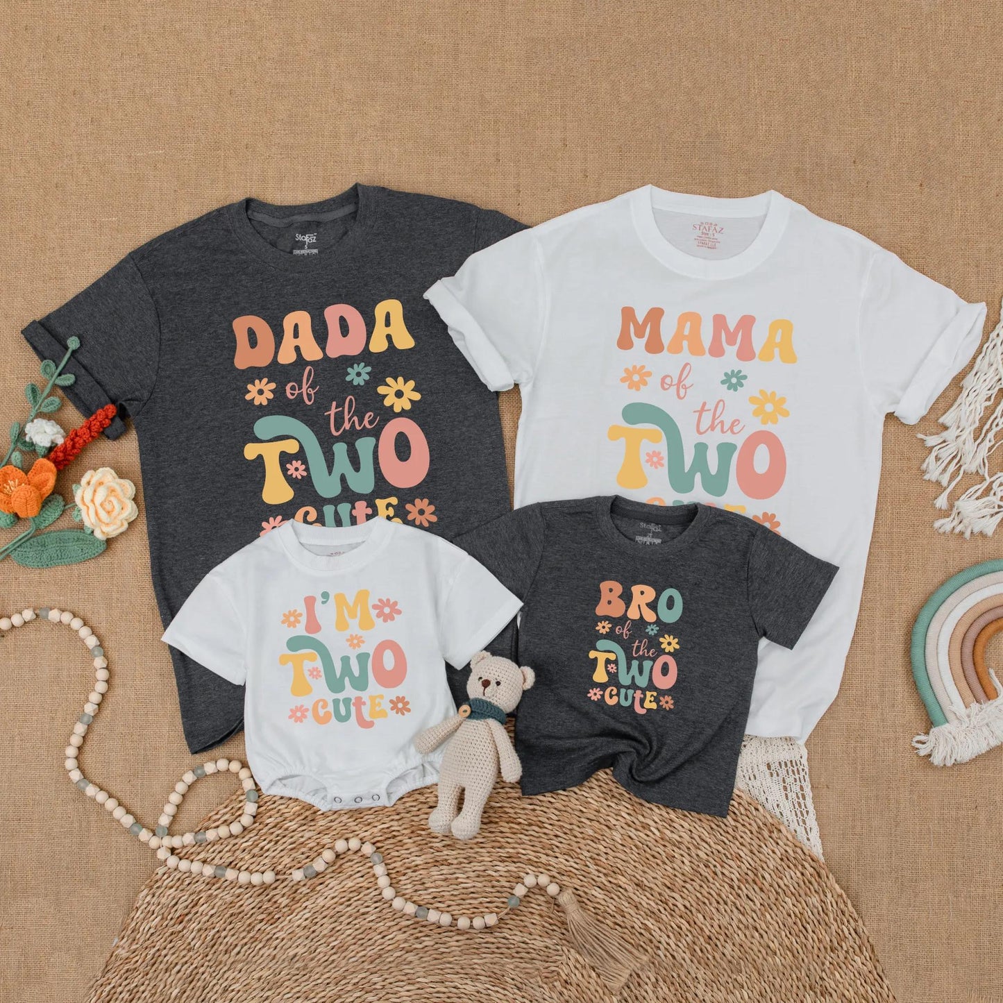 Retro Groovy Birthday Girl Shirt & Matching Family Outfits 2nd Toddler Birthday Party Gift