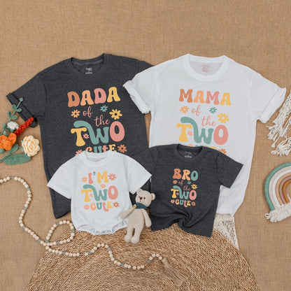 Retro Groovy Birthday Girl Shirt & Matching Family Outfits 2nd Toddler Birthday Party Gift