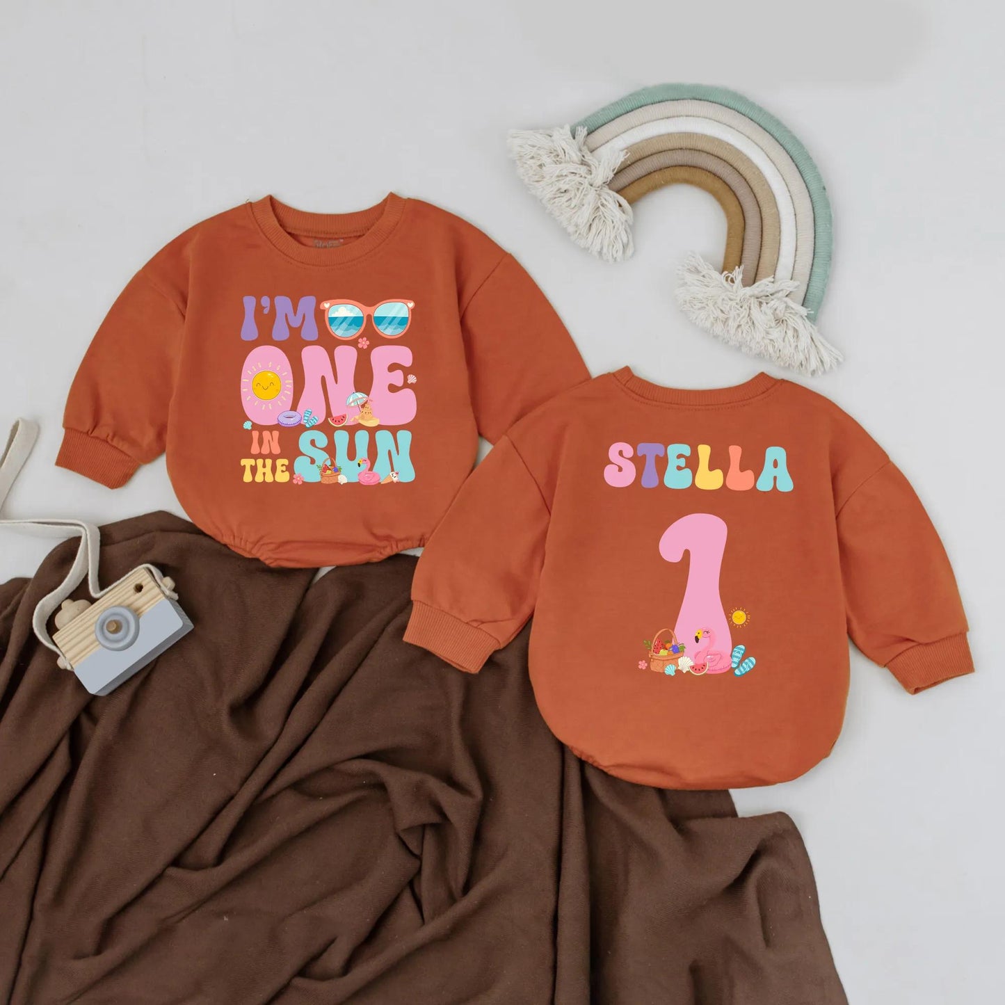 Personalized I'm One in the Sun Baby Romper, First Birthday Outfit, Custom Name Summer Clothes, 1st Birthday Gift Baby Girl, Toddler Shower
