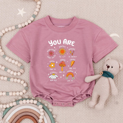 Christian "You Are" Baby Romper with Whimsical Art & Bible Verses - Joyful Newborn Clothes for Baby Shower Gift