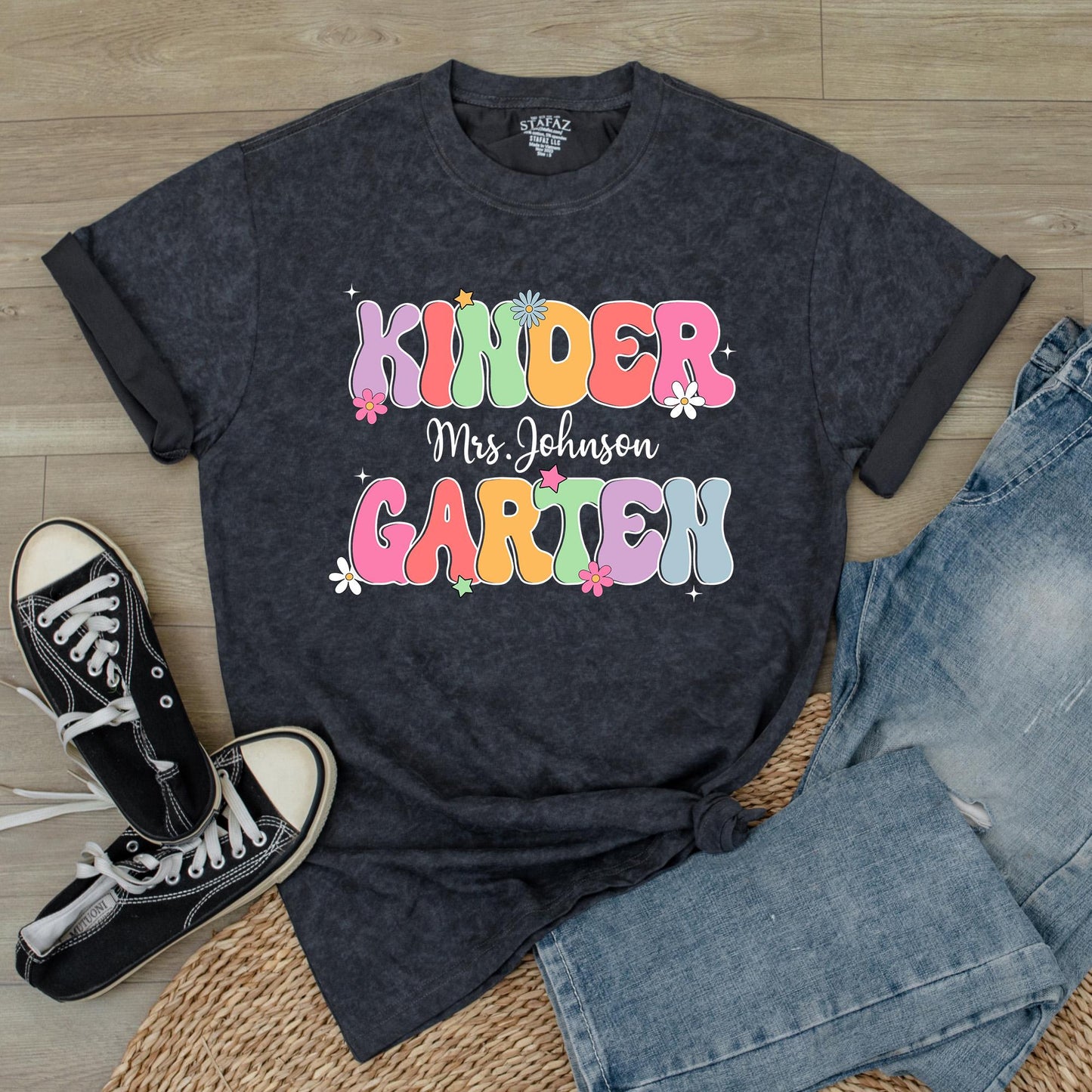 Personalized Name Kindergarten Teacher Shirt thoughtful Graduation Gift for Dream Team Educators welcoming students Back to School comfy Tee
