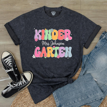 Personalized Name Kindergarten Teacher Shirt thoughtful Graduation Gift for Dream Team Educators welcoming students Back to School comfy Tee