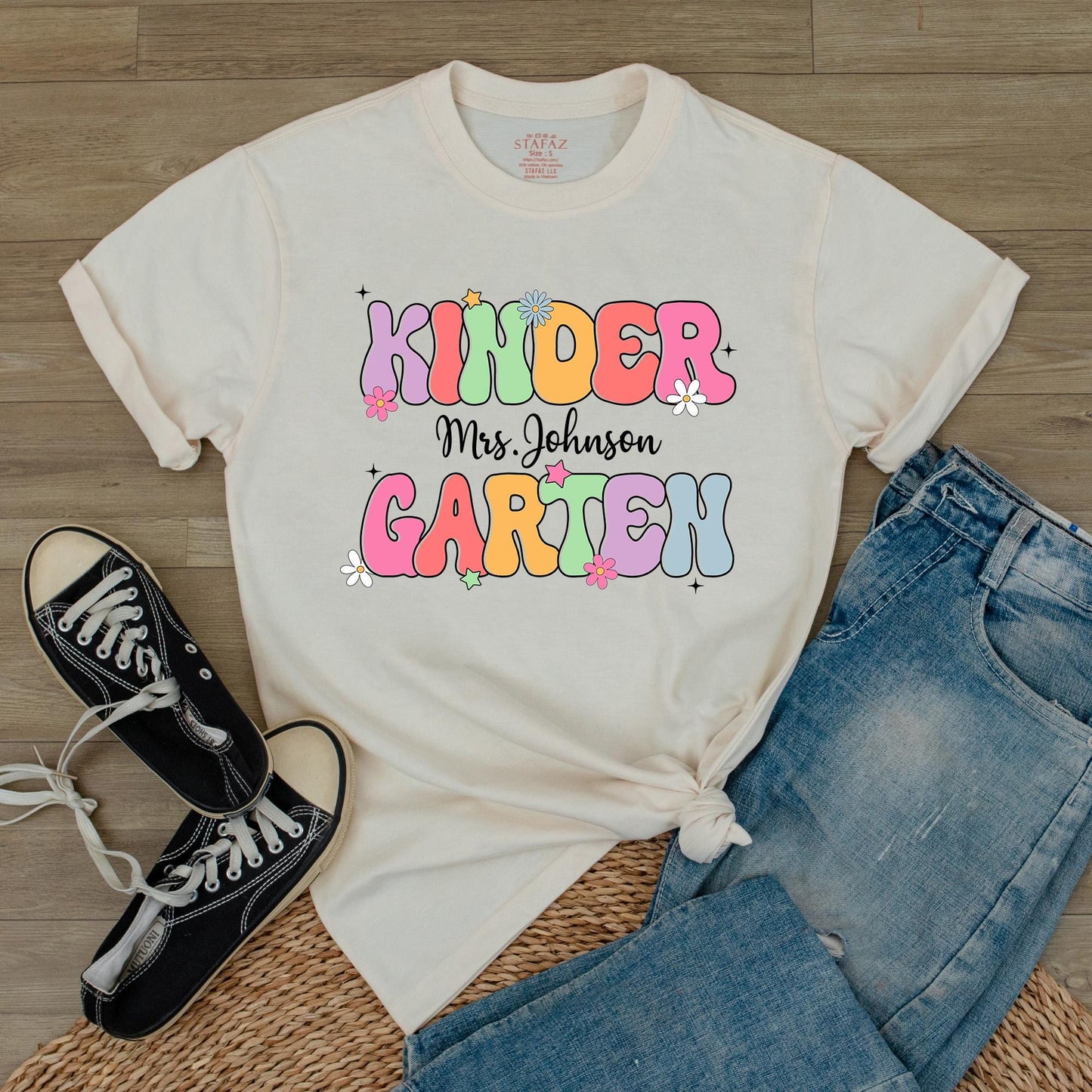 Personalized Name Kindergarten Teacher Shirt thoughtful Graduation Gift for Dream Team Educators welcoming students Back to School comfy Tee