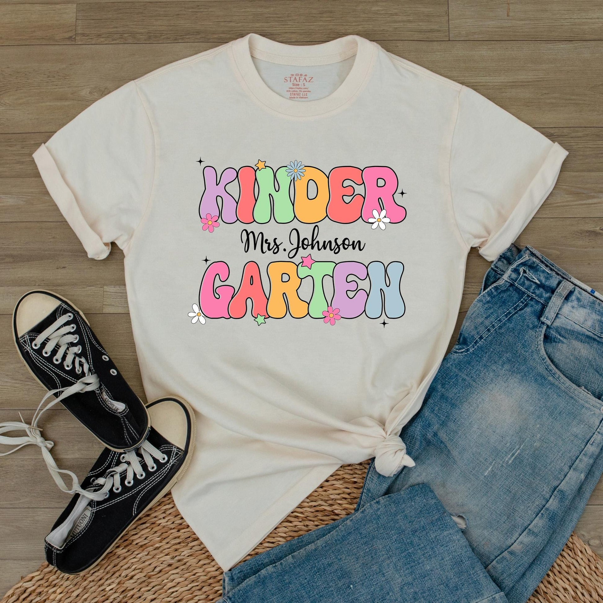 Personalized Name Kindergarten Teacher Shirt thoughtful Graduation Gift for Dream Team Educators welcoming students Back to School comfy Tee