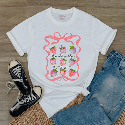 Kindergarten Is My Jam Teacher Shirt Gift, Special Ed Teacher Gift, Back to School Elementary Teacher Tee, Kinder Squad, Comfy Cotton