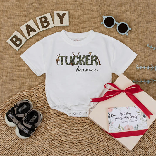 Custom Mallard Duck Camo Baby Romper Personalized 1st Birthday Outfit for Baby Boys Hunting Lover Gift