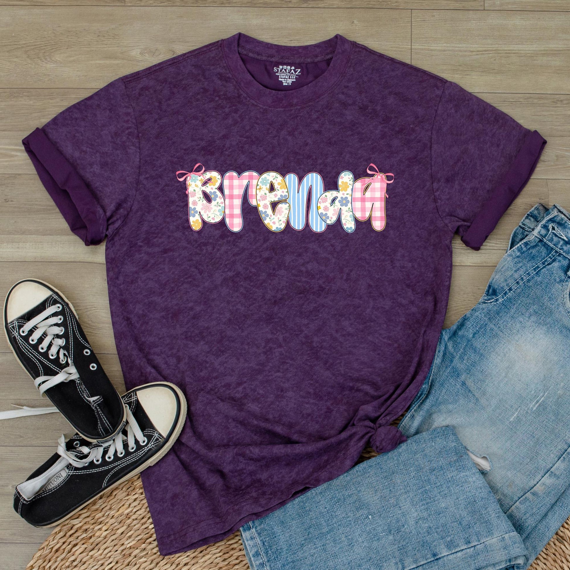 Custom Coquette Bow Grandma Shirt Personalized Flower Name Gift for Mom