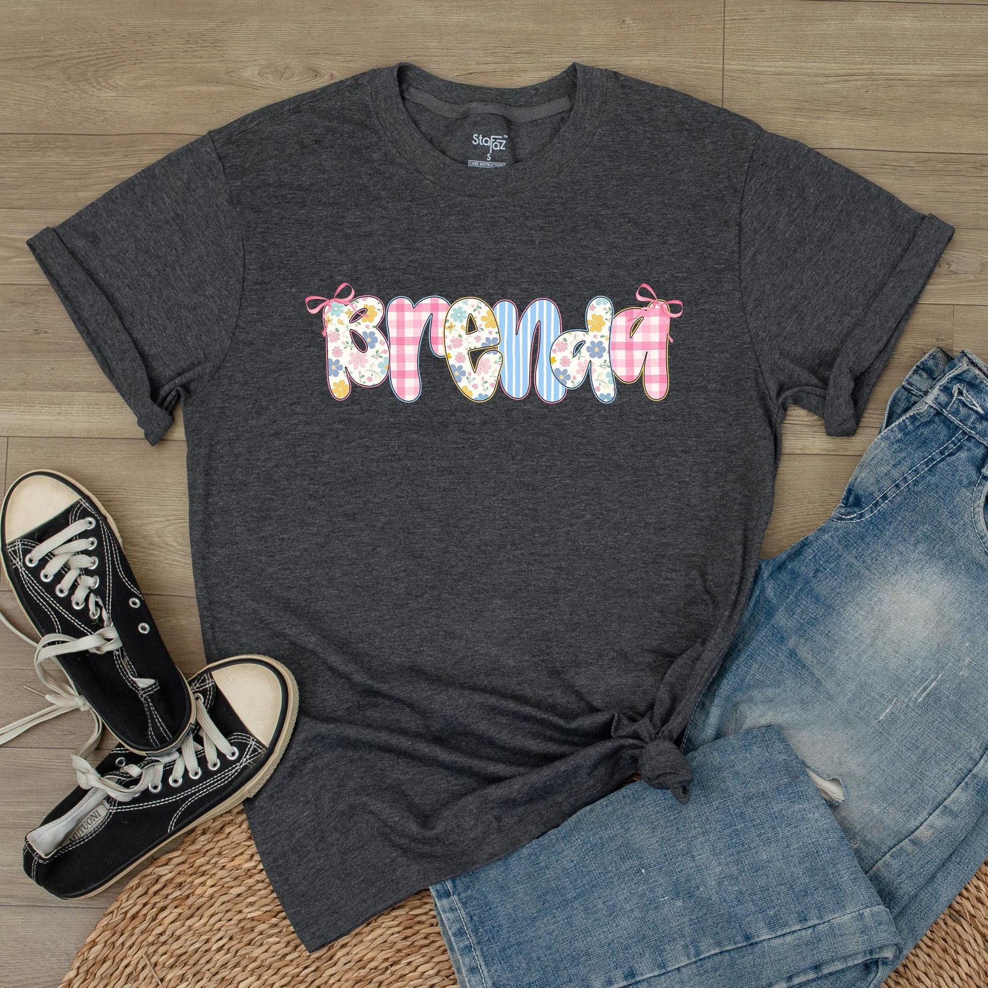 Custom Coquette Bow Grandma Shirt Personalized Flower Name Gift for Mom