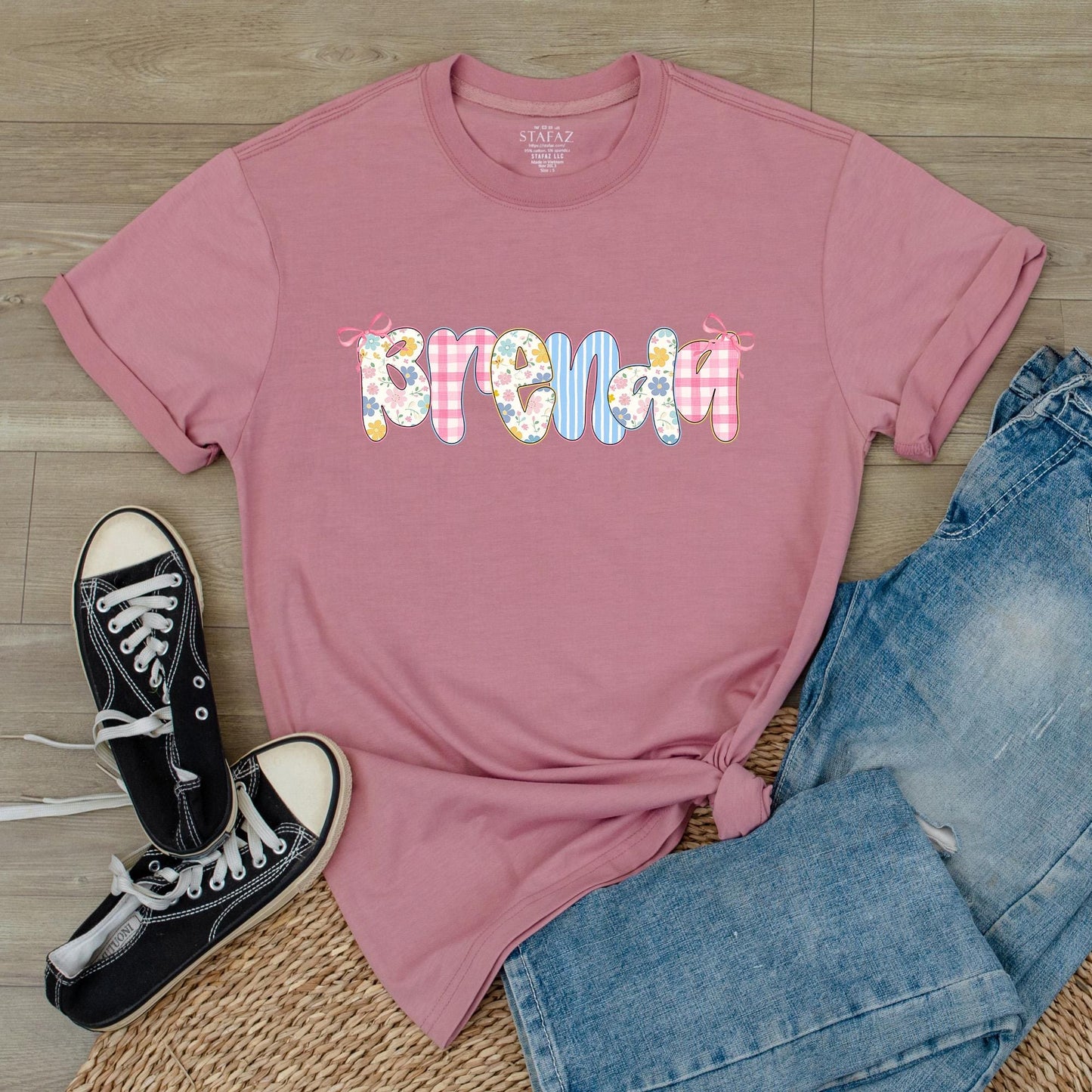 Custom Coquette Bow Grandma Shirt Personalized Flower Name Gift for Mom
