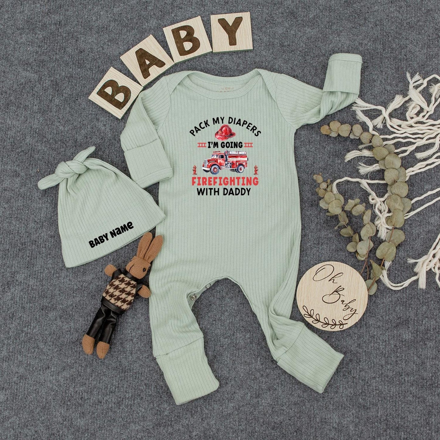Firefighter Daddy's Little Helper Baby Romper Cute Fireman Newborn Gift for Baby Shower Firetruck Bodysuit