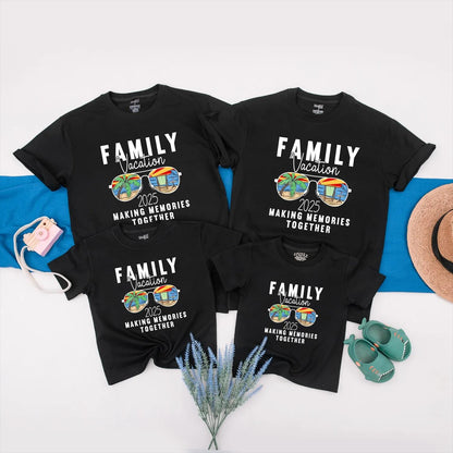 Family Vacation T-Shirt 2025 Making Memories Together Beach Trip Matching Summer Fun Vibrant Colors