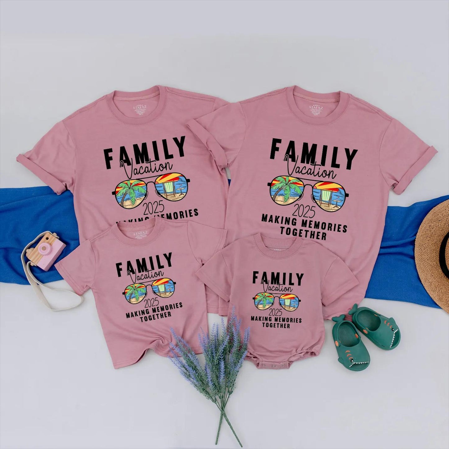 Family Vacation T-Shirt 2025 Making Memories Together Beach Trip Matching Summer Fun Vibrant Colors