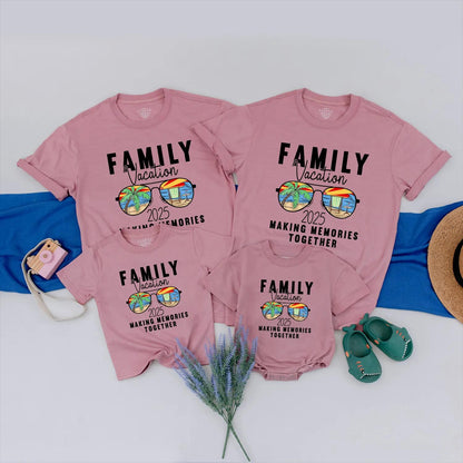 Family Vacation T-Shirt 2025 Making Memories Together Beach Trip Matching Summer Fun Vibrant Colors