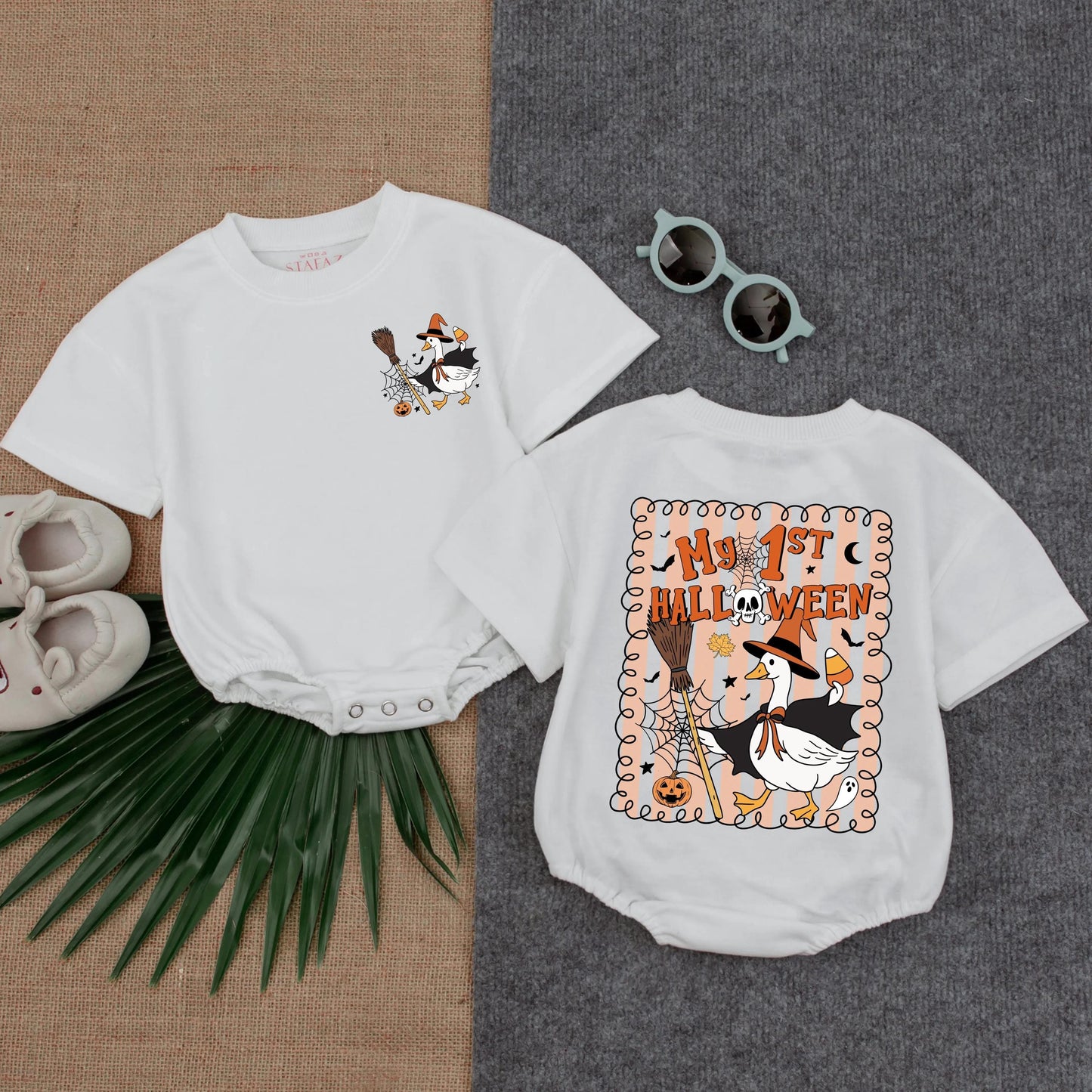 Goose My First Halloween T-Shirt Bubble Romper Cute Toddler Baby Outfit Spooky Season Apparel Fall Gift Idea