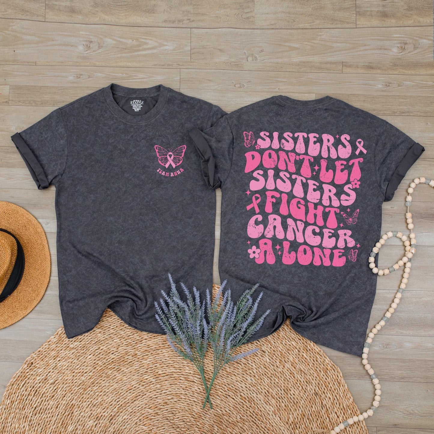 Custom Breast Cancer Support Squad T-Shirts Sisters Don't Let Sisters Fight Alone Cancer Support Team Family Breast Cancer Shirt