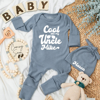 Cool Like My Uncle Baby Bodysuit Personalized Uncle Gift Cute Pregnancy Reveal Newborn Shower Outfit