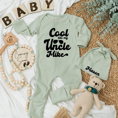 Cool Like My Uncle Baby Bodysuit Personalized Uncle Gift Cute Pregnancy Reveal Newborn Shower Outfit